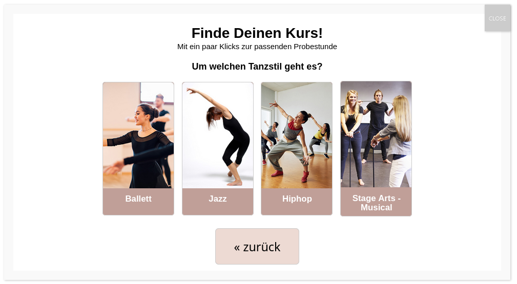 CourseFinder: Tanzstil auswählen