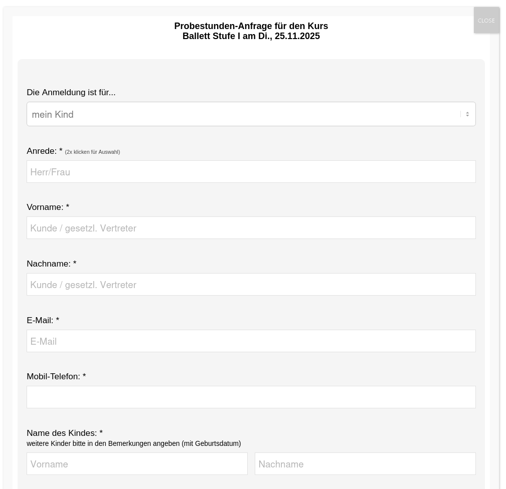 CourseFinder: Anmeldedaten