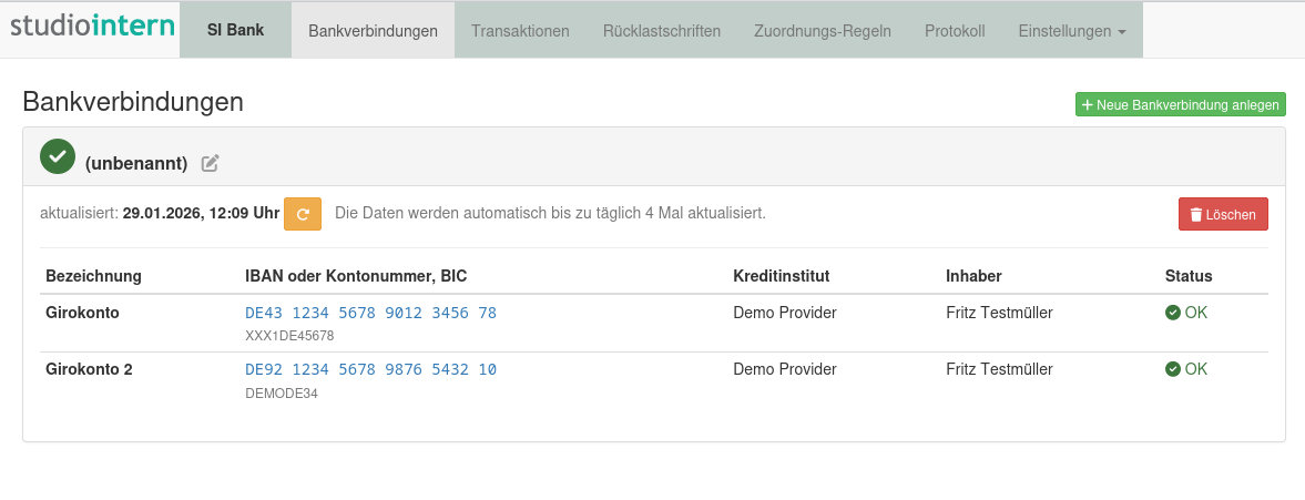 SI Bank: Bankverbindungen