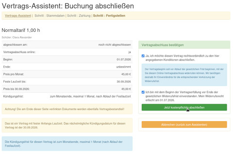 Online-Vertragsabschluss im StudioIntern-Kundenportal